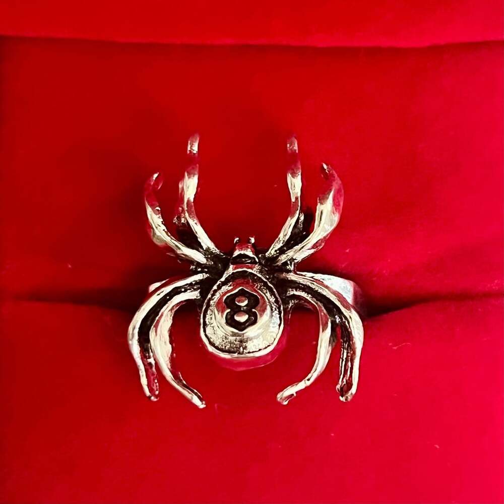Silver Spider 8 Ball Ring Size 7